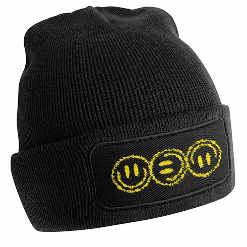 Recycled Beanie "Off Track" Wintermütze in schwarz für Raver
